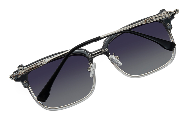 Glasseslit 200832 Browline Magnetic Clip on Eyeglasses C4, Grey frame, view 3