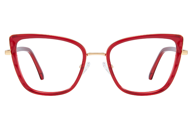 Glasseslit 200839 Cateye Spring Hinge Eyeglasses C6, Red frame, view 4
