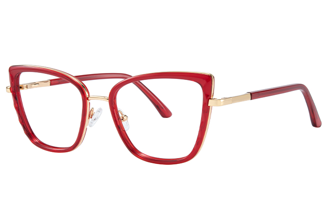 Glasseslit 200839 Cateye Spring Hinge Eyeglasses C6, Red frame