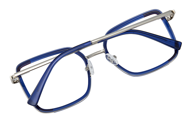 Glasseslit 200840 Square Spring Hinge Eyeglasses C6, Blue frame, view 3