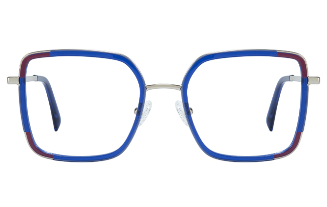 Glasseslit 200840 Square Spring Hinge Eyeglasses C6, Blue frame, view 4