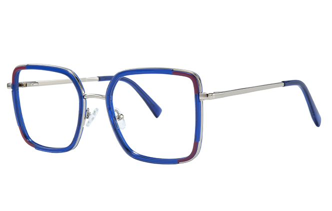 Glasseslit 200840 Square Spring Hinge Eyeglasses C6, Blue frame