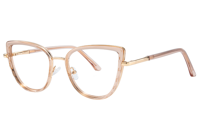 Glasseslit 200842 Cateye Spring Hinge Eyeglasses C5, Amber frame