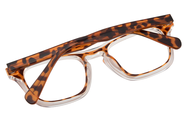 Glasseslit 200850 Rectangle Spring Hinge Eyeglasses C6, Tortoiseshell frame, view 3
