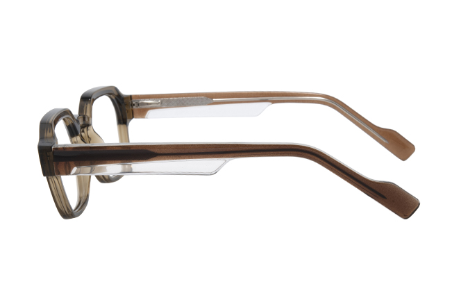 Glasseslit 200855 Geometric Spring Hinge Eyeglasses C5, Amber frame, view 5