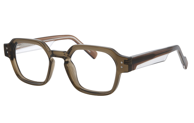 Glasseslit 200855 Geometric Spring Hinge Eyeglasses C5, Amber frame