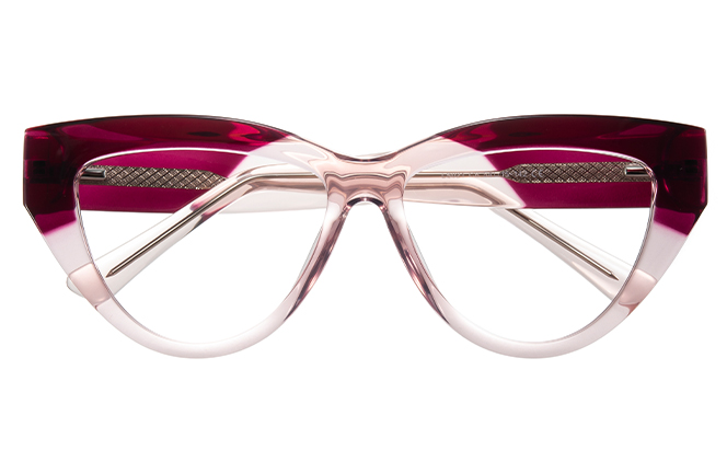 Glasseslit 200862 Cateye Spring Hinge Eyeglasses C6, Burgundy frame, view 2