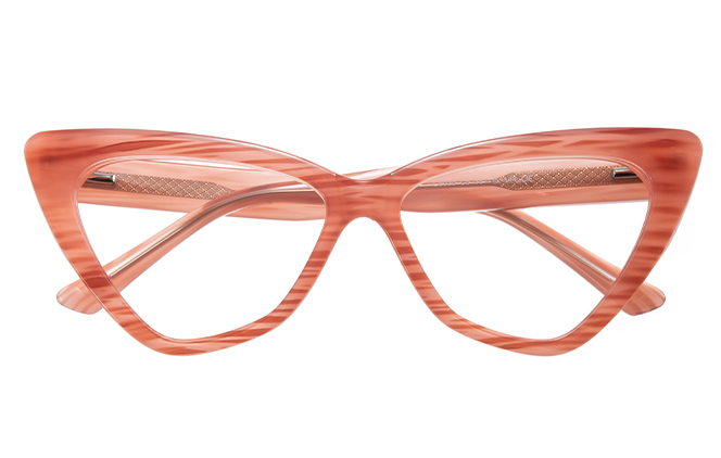 Glasseslit 200866 Cateye Spring Hinge Eyeglasses C6, Orange frame, view 2