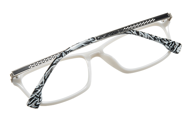 Glasseslit 200874 Rectangle Spring Hinge Eyeglasses C5, White frame, view 3