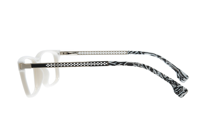 Glasseslit 200874 Rectangle Spring Hinge Eyeglasses C5, White frame, view 5