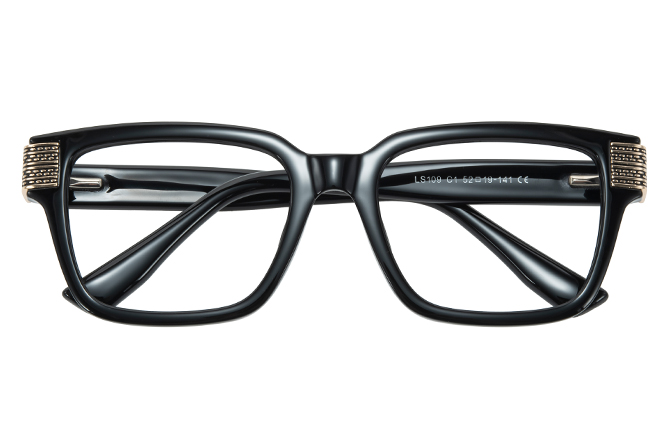 Glasseslit 200899 Rectangle Spring Hinge Eyeglasses C1, Black frame, view 2