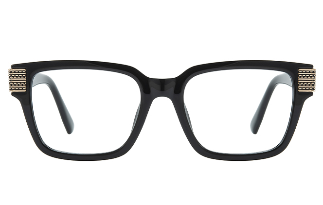 Glasseslit 200899 Rectangle Spring Hinge Eyeglasses C1, Black frame, view 4