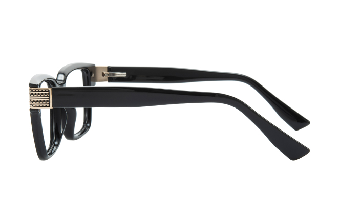 Glasseslit 200899 Rectangle Spring Hinge Eyeglasses C1, Black frame, view 5