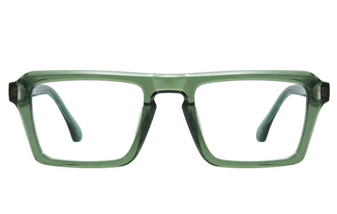 Glasseslit 200909 Rectangle Spring Hinge Eyeglasses C6, Green frame, view 4