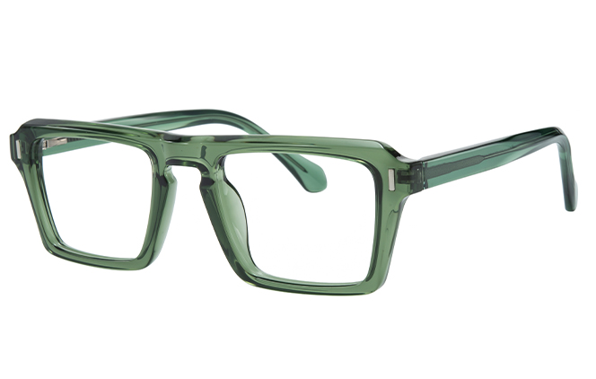 Glasseslit 200909 Rectangle Spring Hinge Eyeglasses C6, Green frame