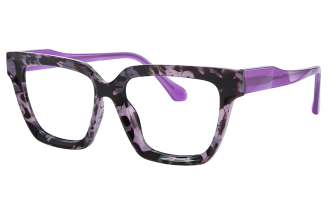 Glasseslit 200911 Square Spring Hinge Eyeglasses C5, Purple frame