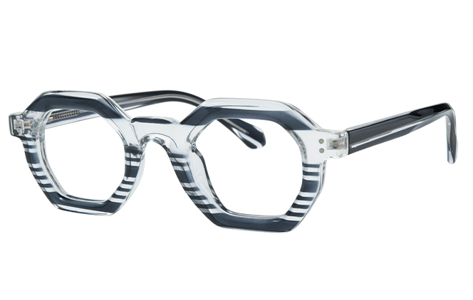 Glasseslit 200912 Geometric Spring Hinge Eyeglasses C5, Zebra frame