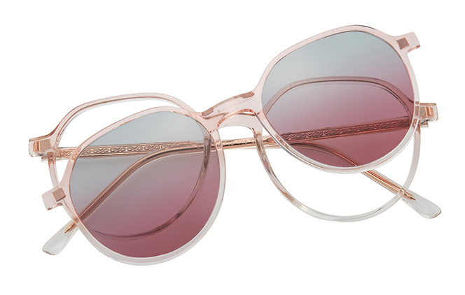 Glasseslit 200920 Geometric Magnetic Clip On Eyeglasses C2, Pink frame, view 4