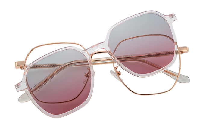Glasseslit 200922 Geometric Magnetic Clip On Eyeglasses C5, Rose Gold frame, view 4