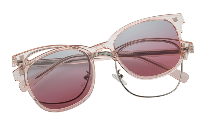 Glasseslit 200925 Browline Magnetic Clip On Eyeglasses C3, Pink frame, view 4