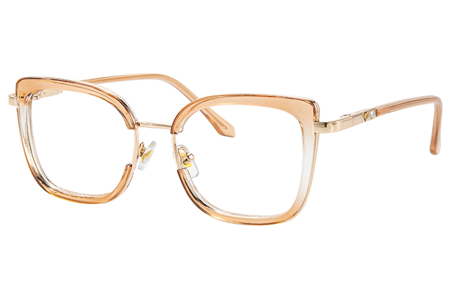 Glasseslit 200927 Cateye Spring Hinge Eyeglasses C6, Amber frame
