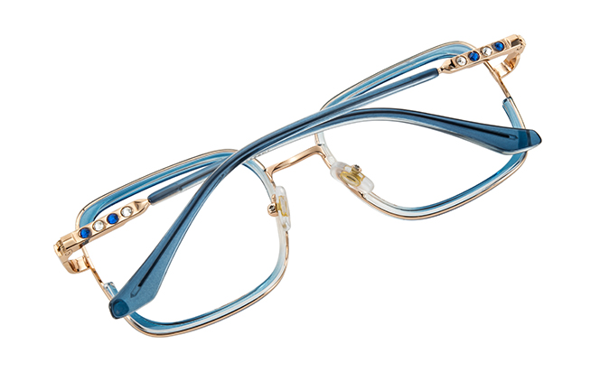Glasseslit 200928 Square Spring Hinge Eyeglasses C3, Blue frame, view 3