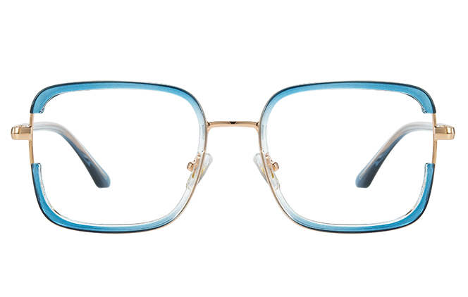 Glasseslit 200928 Square Spring Hinge Eyeglasses C3, Blue frame, view 4