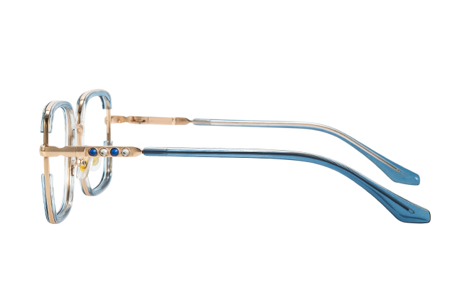 Glasseslit 200928 Square Spring Hinge Eyeglasses C3, Blue frame, view 5