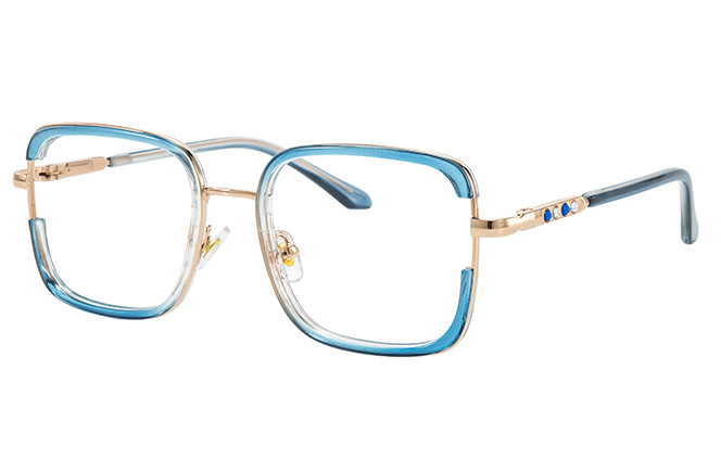 Glasseslit 200928 Square Spring Hinge Eyeglasses C3, Blue frame