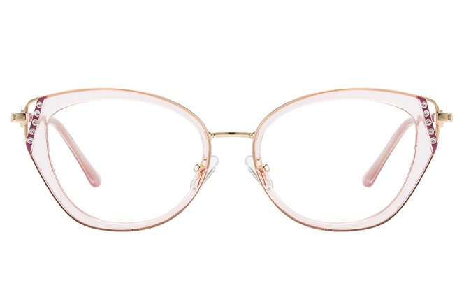 Glasseslit 200933 Cateye Spring Hinge Eyeglasses C4, Pink frame, view 4