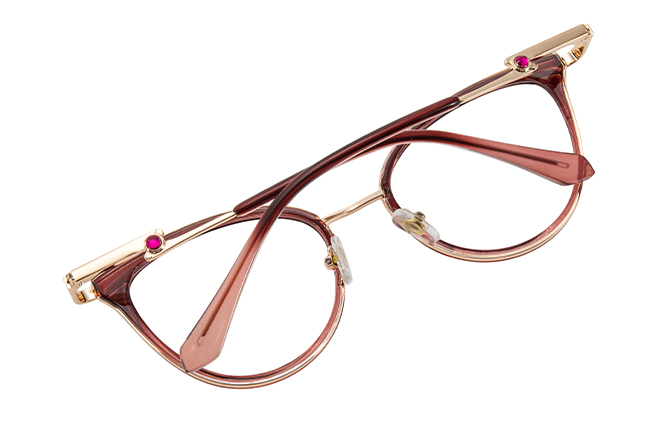 Glasseslit 200934 Cateye Spring Hinge Eyeglasses C6, Burgundy frame, view 3