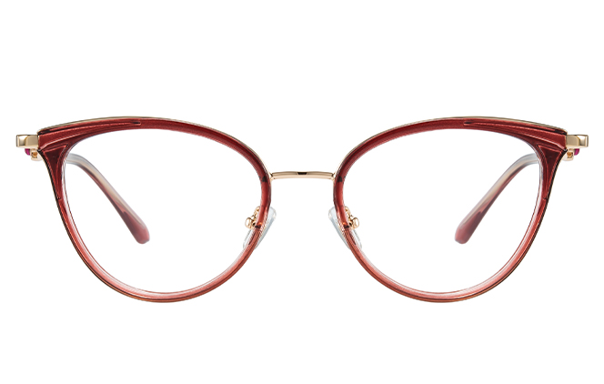 Glasseslit 200934 Cateye Spring Hinge Eyeglasses C6, Burgundy frame, view 4