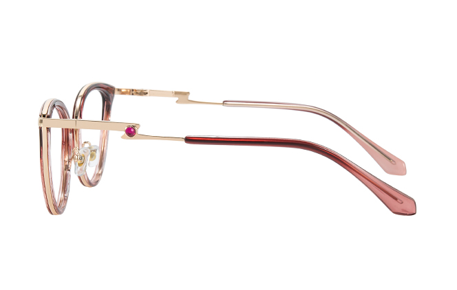 Glasseslit 200934 Cateye Spring Hinge Eyeglasses C6, Burgundy frame, view 5