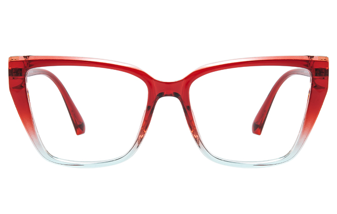 Glasseslit 200947 Spring Hinge Cateye Eyeglasses C5, Red frame, view 4