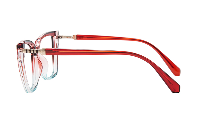 Glasseslit 200947 Spring Hinge Cateye Eyeglasses C5, Red frame, view 5
