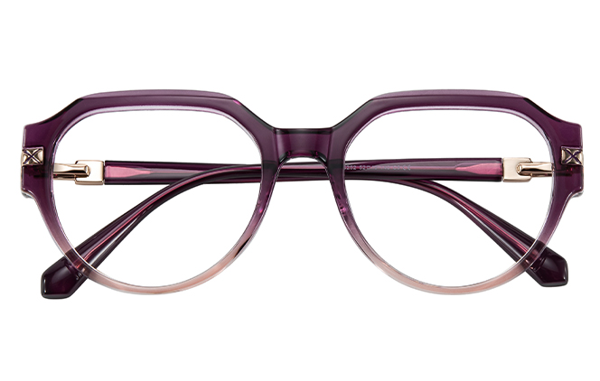 Glasseslit 200954 Geometric Spring Hinge Eyeglasses C5, Burgundy frame, view 2