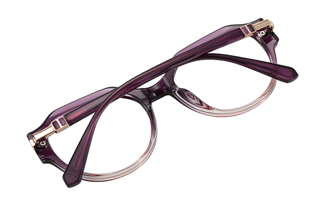 Glasseslit 200954 Geometric Spring Hinge Eyeglasses C5, Burgundy frame, view 3