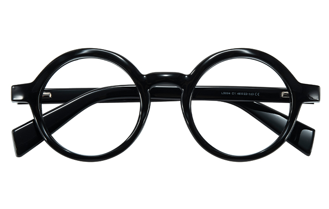 Glasseslit 200956 Round Spring Hinge Eyeglasses C1, Black frame, view 2