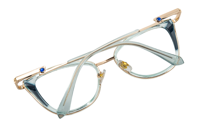 Glasseslit 200958 Cateye Spring Hinges Eyeglasses C3, Green frame, view 3