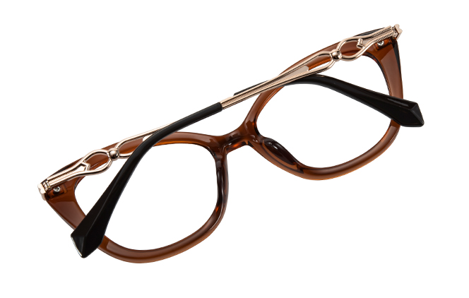 Glasseslit 200959 Cateye Spring Hinges Eyeglasses C6, Brown frame, cateye shape, view 3