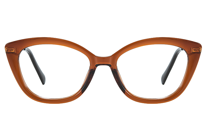 Glasseslit 200959 Cateye Spring Hinges Eyeglasses C6, Brown frame, cateye shape, view 4
