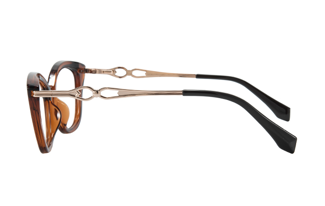 Glasseslit 200959 Cateye Spring Hinges Eyeglasses C6, Brown frame, cateye shape, view 5