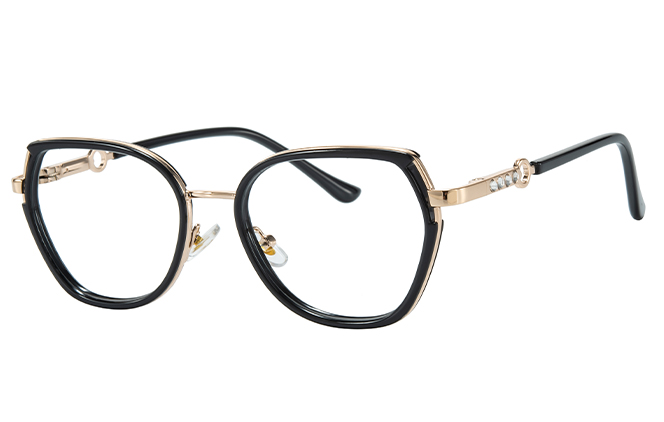 Glasseslit 200962 Cateye Spring Hinges Eyeglasses C1, Black frame