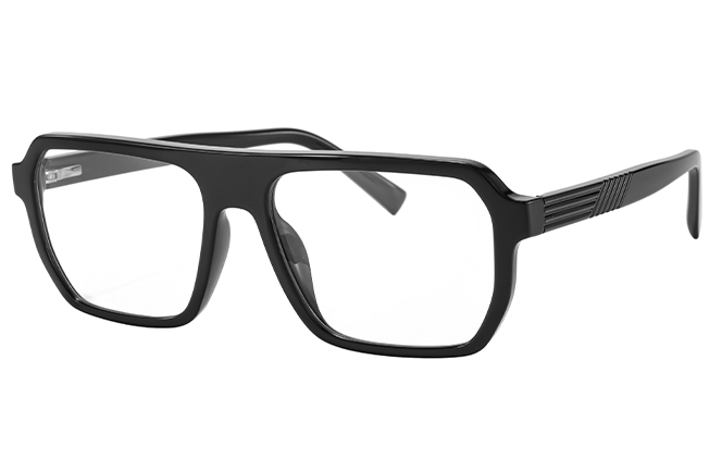 Glasseslit 200963 Aviator Spring Hinges Eyeglasses C1, Black frame
