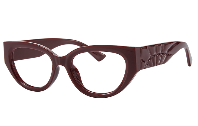 Glasseslit 200966 Cateye Spring Hinges Eyeglasses C6, Burgundy frame