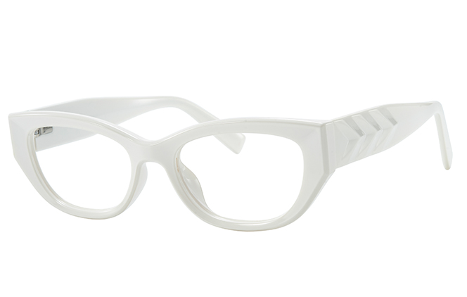 Glasseslit 200971 Cateye Spring Hinges Eyeglasses C6, White frame