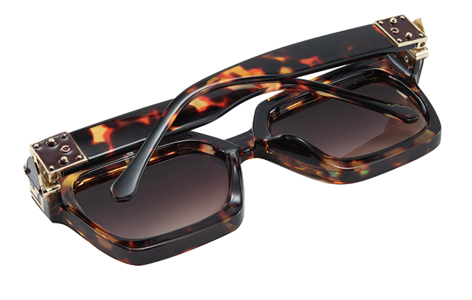 Glasseslit 400198 Rectangle Sunglasses C4, Tortoiseshell frame, view 3