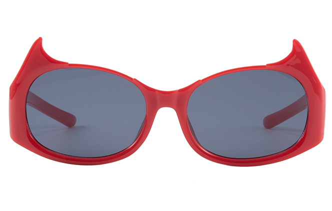Glasseslit 400200 Geometric Sunglasses C8, Red frame, view 4