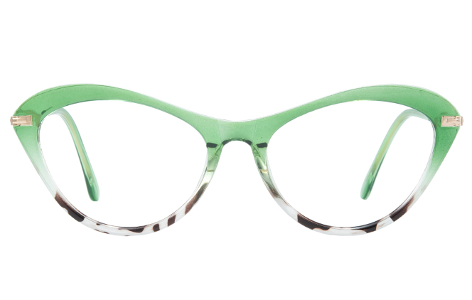 Glasseslit 400213 Cateye Spring Hinge Eyeglasses white, Green frame, view 4