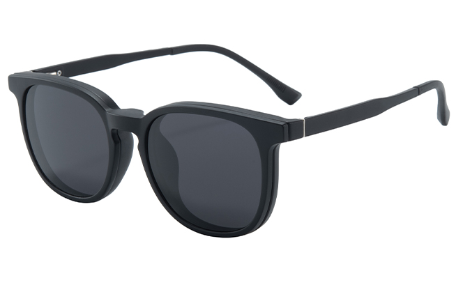 Glasseslit 400232 Round Magnetic Clip on Eyeglasses C1, Black frame